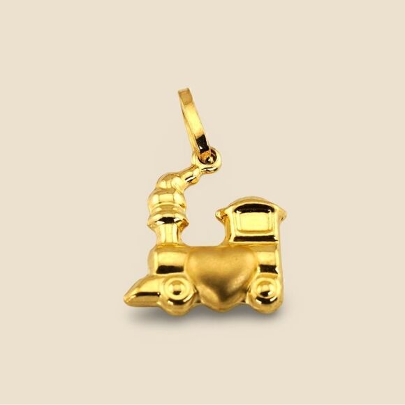 14K Yellow Real Gold Train of Love Pendant | Birthday Gift | Love Jewelry | - Picture 1 of 7